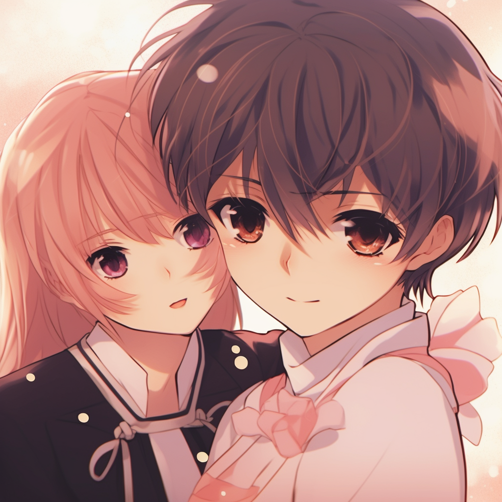 Sakura Kinomoto and Syaoran Li from Cardcaptor Sakura, pastel colors and soft lines. dynamic duo in couple anime matching pfp pfp for discord.