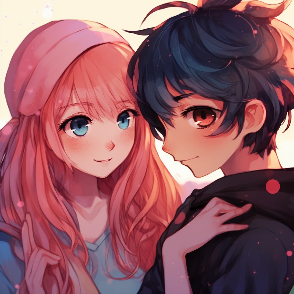 Anime comrades, dynamic poses with distinctly outlined costumes and accessories. vibrant matching anime pfpHD, free download