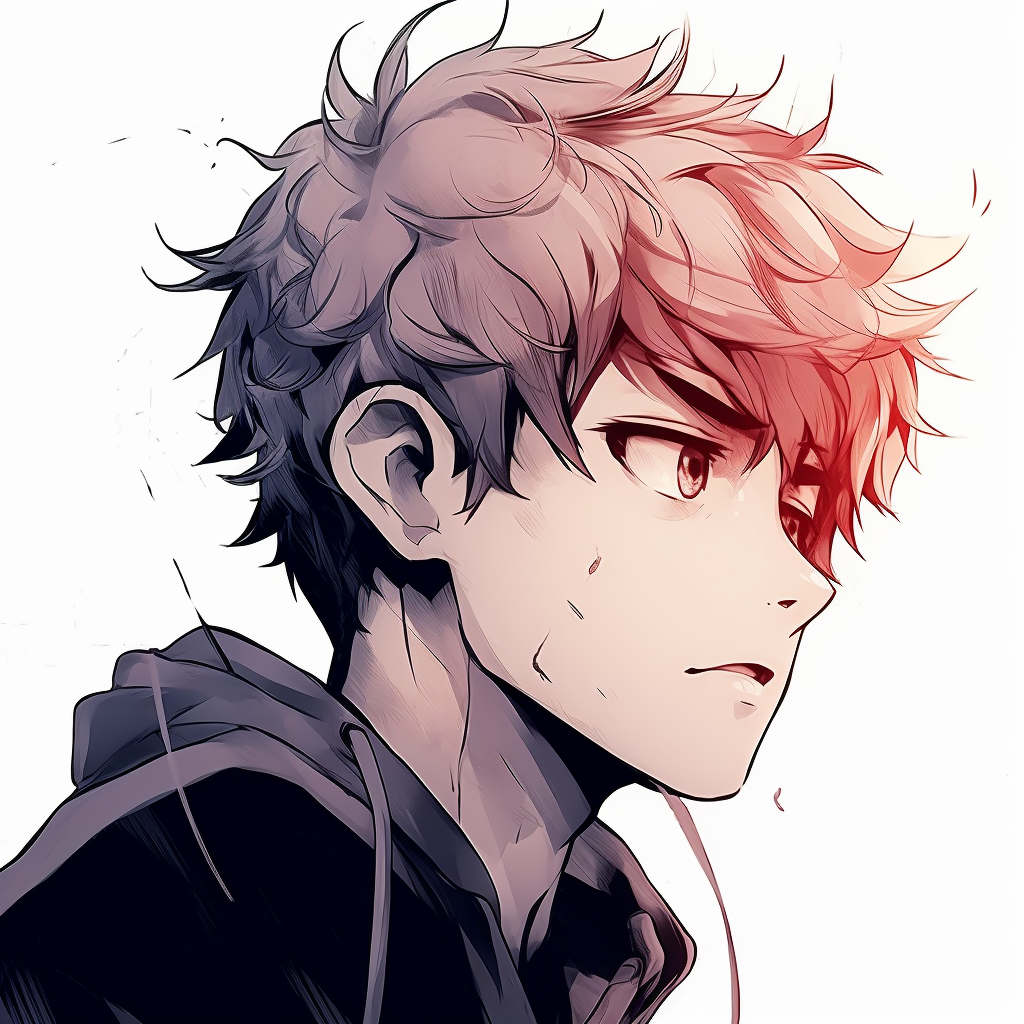 Anime boy profile in semi-realistic style, showcasing intricate detailing and vivid color palette. anime boy pfp in high quality