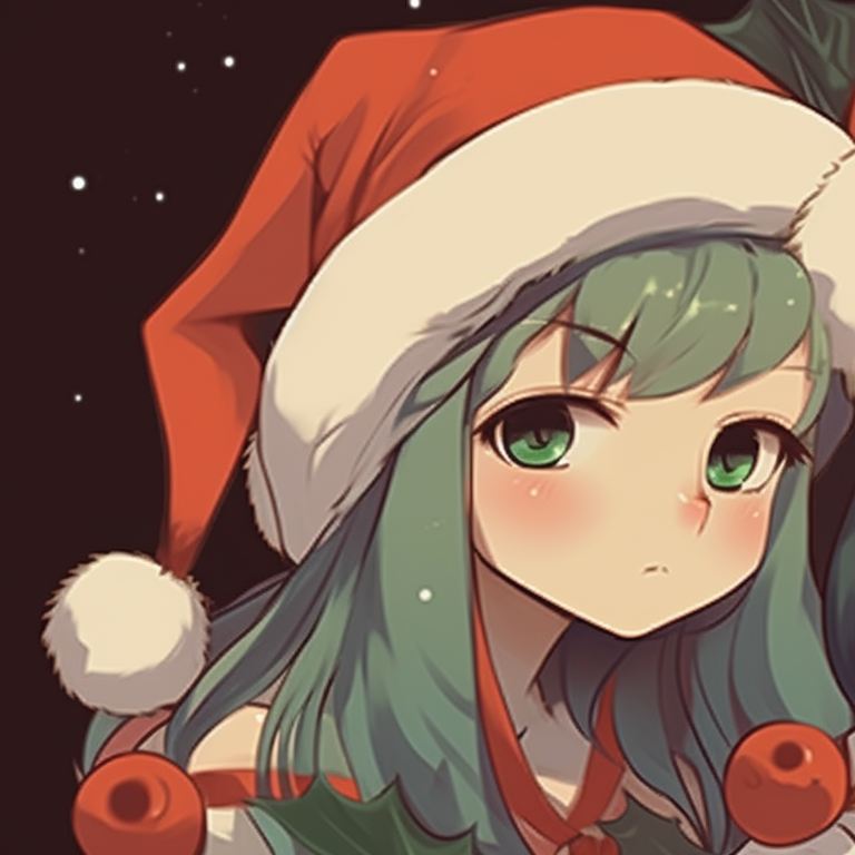Two characters with vintage art style under a mistletoe, their expressions give a holiday feel. matching retro aesthetic cartoon pfp christmas vibes pfp for discord.