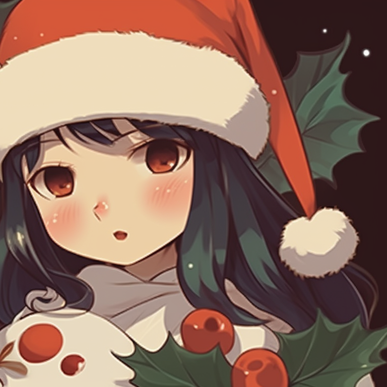 Two characters with vintage art style under a mistletoe, their expressions give a holiday feel. matching retro aesthetic cartoon pfp christmas vibes pfp for discord.