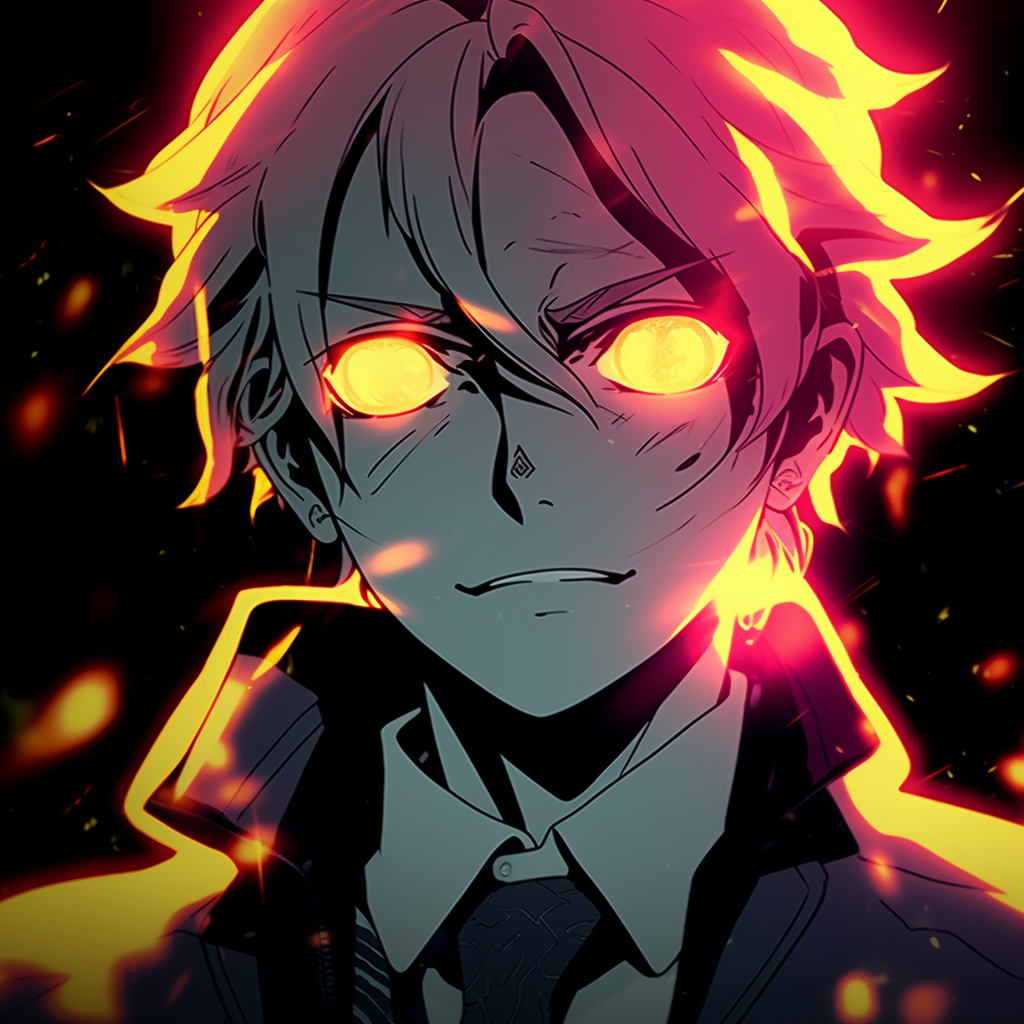 Franky's profile in a radiant art style, the cybernetic elements highlighted with neon accents. one piece inspired glowing anime pfps