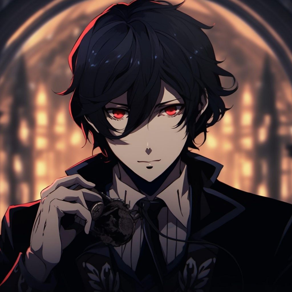 Sebastian in full butler gear, formal composition and intricate costume detail. manga anime guys pfp pfp for discord.