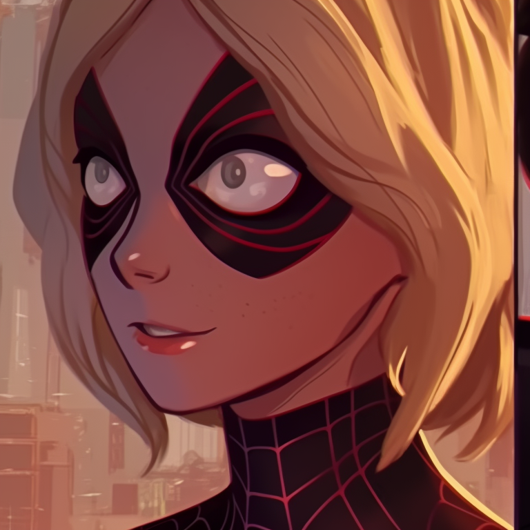 Miles and Gwen in matching spider suits, rich color saturation and detailed shading. artistic miles and gwen matching pfp pfp for discord.