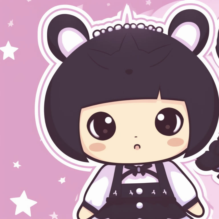 Melody and Kuromi in matching costumes, soft colors and minimalist style. melody and kuromi matching pfp halloween theme ideas pfp for discord.