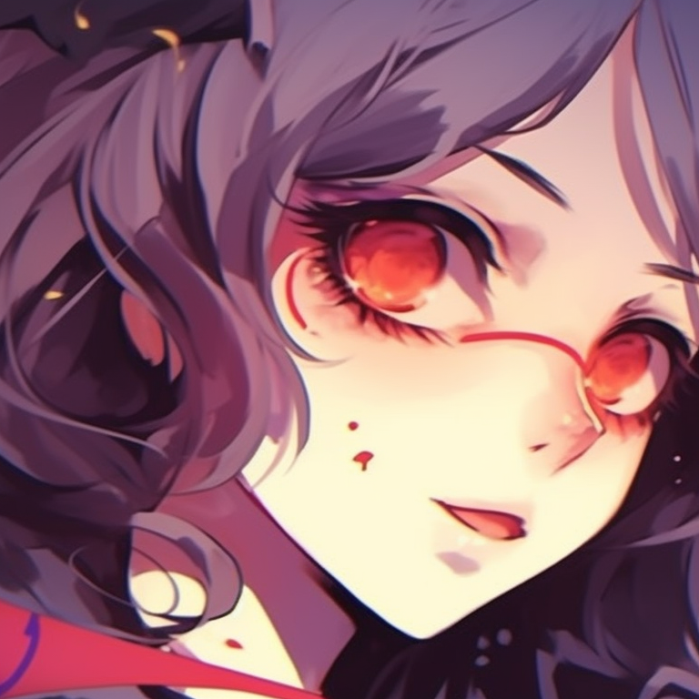 Two characters, steely sharp gazes, murky background with a burst of bright colors. hot matching pfp halloween theme aesthetics pfp for discord.