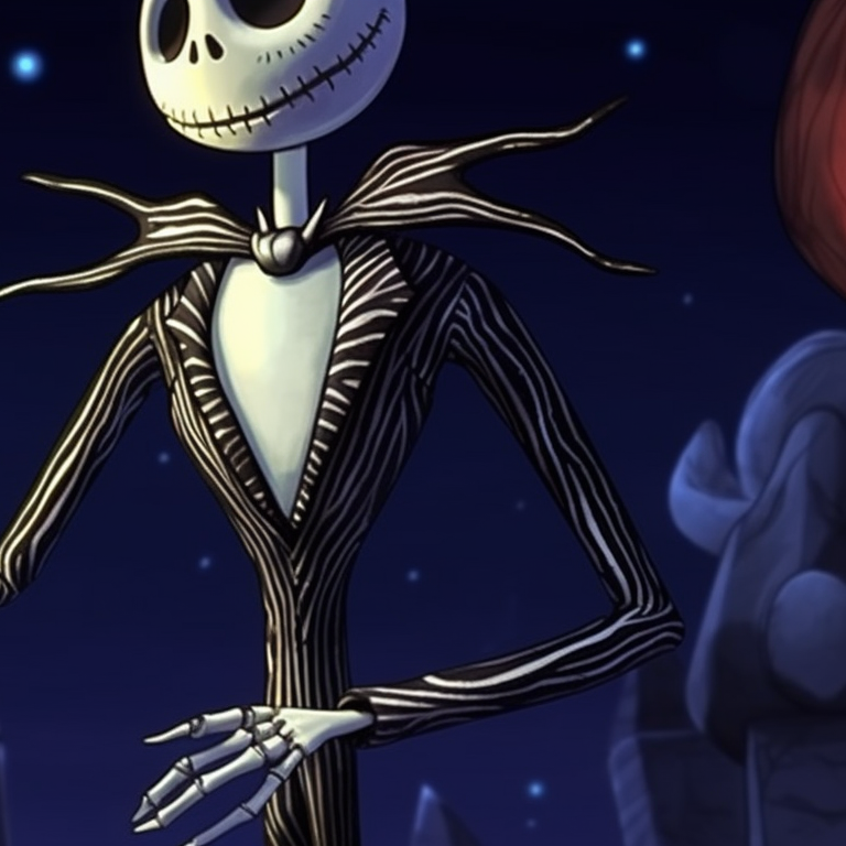 Two ghoulish characters, standing back to back, the eerie glow from their eyes matching the soft luminescence of the lantern in their grasp. nightmare before christmas halloween theme matching pfp guide pfp for discord.