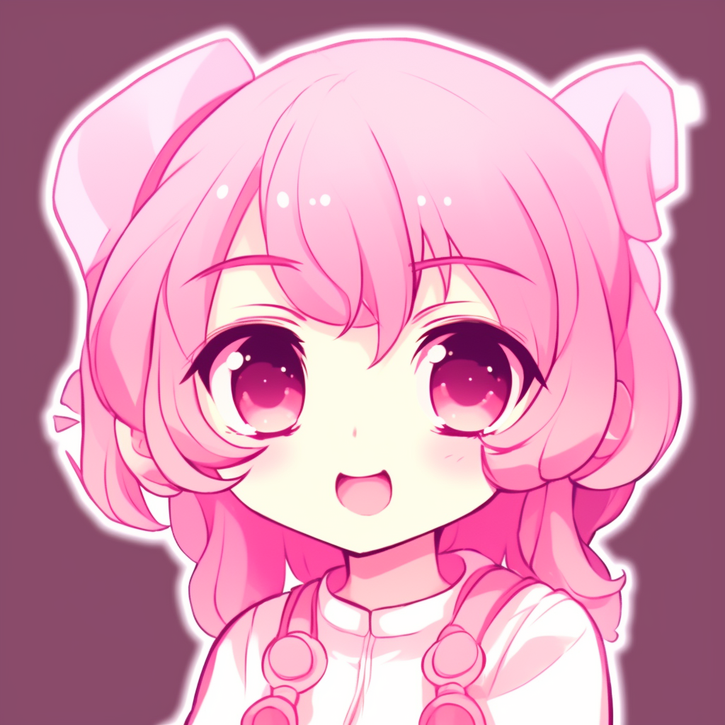 Magical anime girl with a pink enchanting design, signs of magic and elegance. trendy pink anime pfp designs