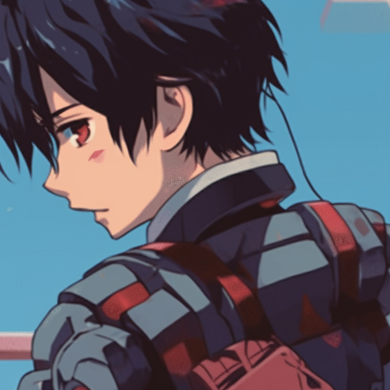 Two characters with mechanical details, cybernetic sync. cool matching gif pfp pfp for discord.