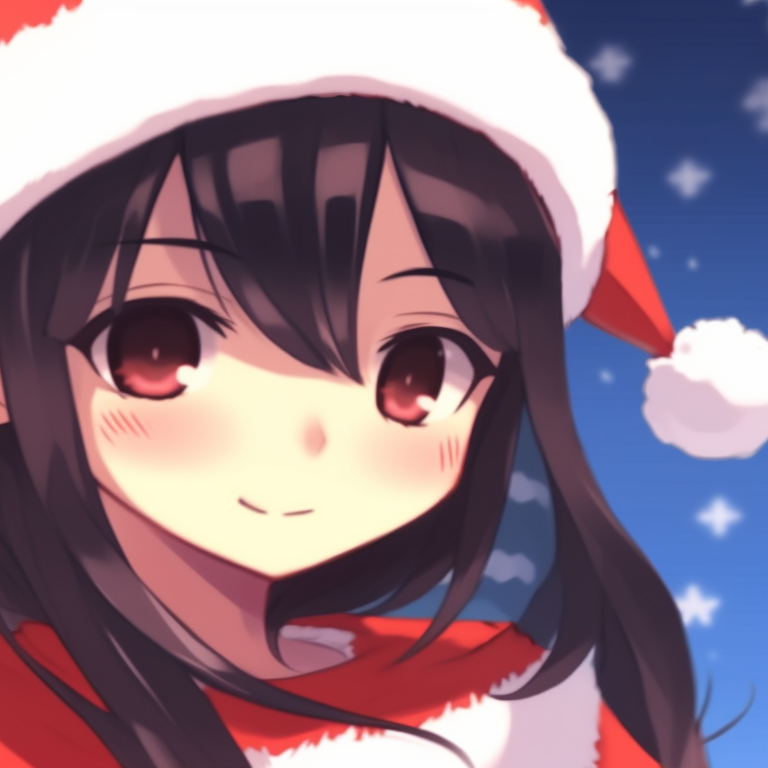 Two characters under the mistletoe, warm tones and vivid Christmas decorations. creative matching christmas aesthetic pfp pfp for discord.