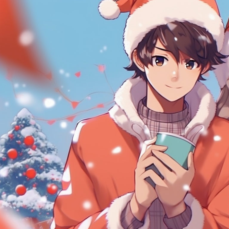 Characters holding festive presents, rich tones and detailed wrapping. stylish preppy christmas pfp matches pfp for discord.