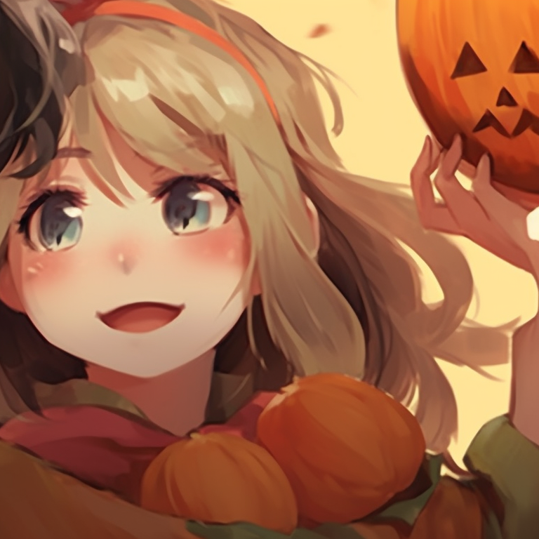 Howl and Sophie, surrounded by autumn leaves, with intricate outfit designs and warm Halloween themed colors. unseen howl's moving castle halloween themed matching pfp pfp for discord.