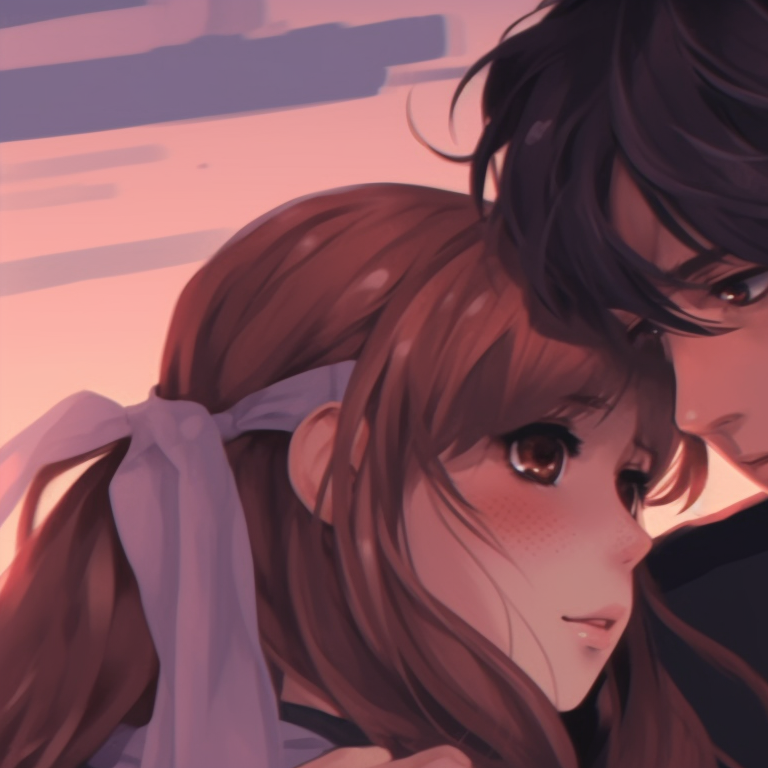 Two characters dressed in matching traditional outfits, intricate detailing and royal colors. cool anime matching pfp couple pfp for discord.