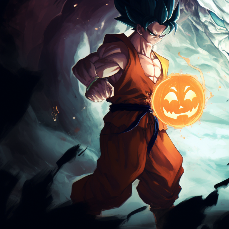 Goku and Vegeta in Super Saiyan form, their hair recolored as orange for a Halloween touch, bold lines and high details. dragon ball halloween matching pfp theme pfp for discord.