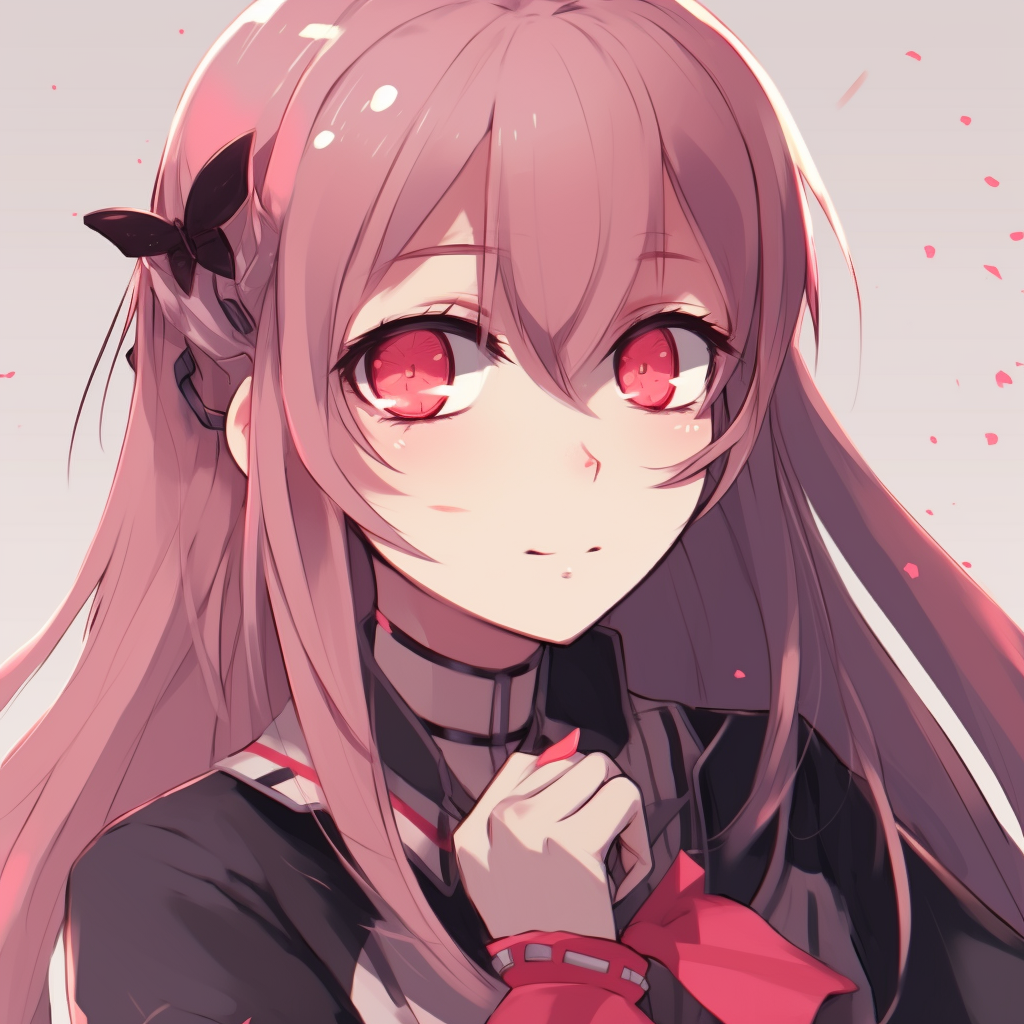 Zero Two with glowing eyes, vibrant colors against a darker background adding contrast. top egirl anime pfp pfp for discord.