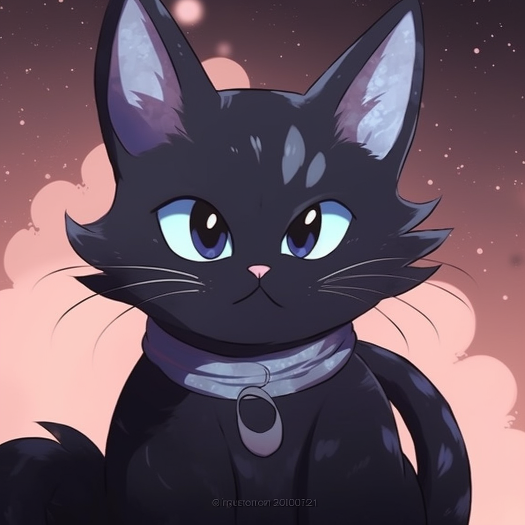 A playful anime cat holding a fish, fun pose with bright colors and expressive lines. stylish anime cat drawings pfp