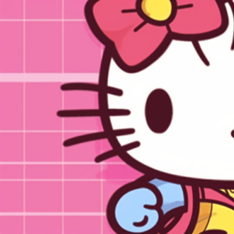 Hello Kitty and Spiderman, arm in arm, stark black and white line art with touches of color. hello kitty and spiderman match pfp pfp for discord.