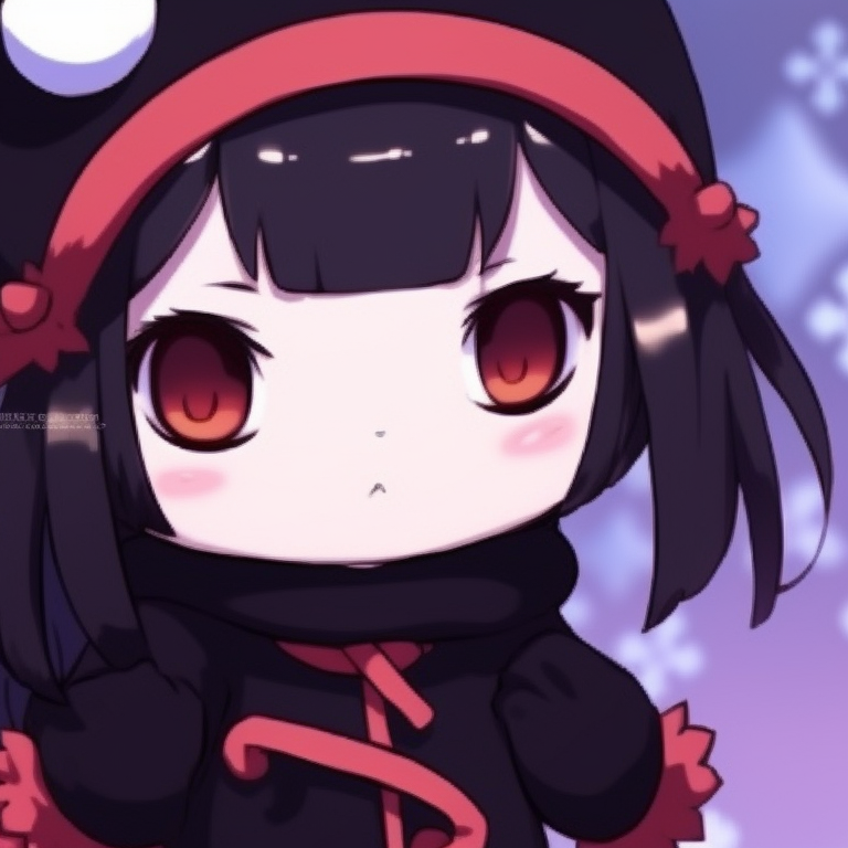 Two characters in snowfall, soft lighting with a muted color palette. matching kuromi christmas pfp themes pfp for discord.