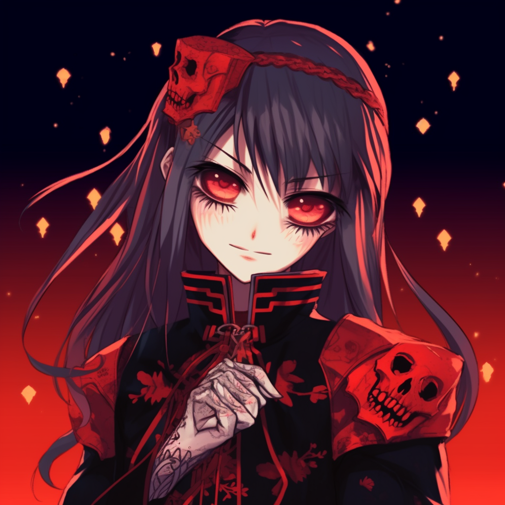 Halloween themed anime with characters in disguise, combination of traditional and modern anime styles. halloween anime pfp pairing