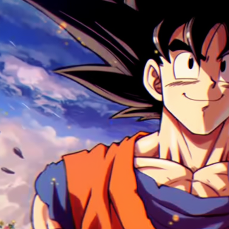 Goku and Chichi under a starry sky, soft lighting and tranquil mood. goku and chichi dragon ball art pfp for discord.