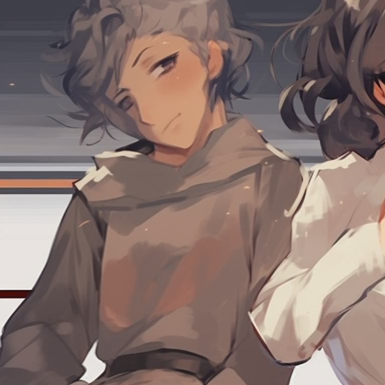 Two characters linked with a magical bond, mystical colors and intricate tattoos. friend group pfps pfp for discord.