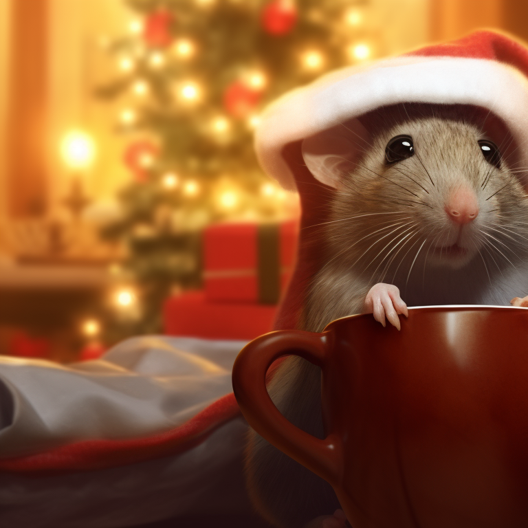 Two characters at a Christmas dinner table, festive food and warm colors. festive rodent matching christmas rat pfp pfp for discord.
