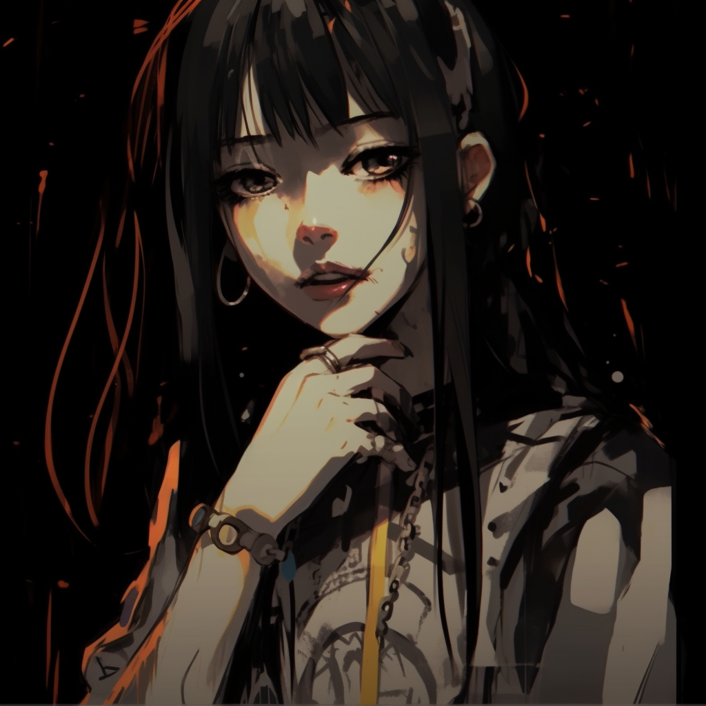 Anime Girl rendered in a grunge art style, characterized by erratic lines and earthy colors. stunning grunge anime girl aesthetics