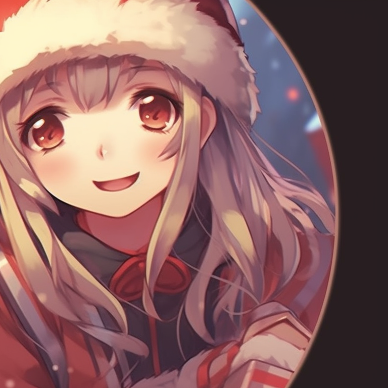 Two characters with festive accessories, intricate detailing on bells and bows, gazing at a twinkling star. aesthetic matching anime christmas pfp designs pfp for discord.