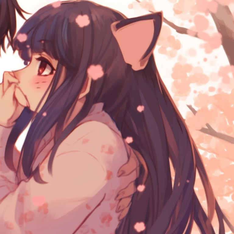 Two characters under a starlit sky, violet hues and longing expressions. perfect cute matching pfp for couples in love pfp for discord.