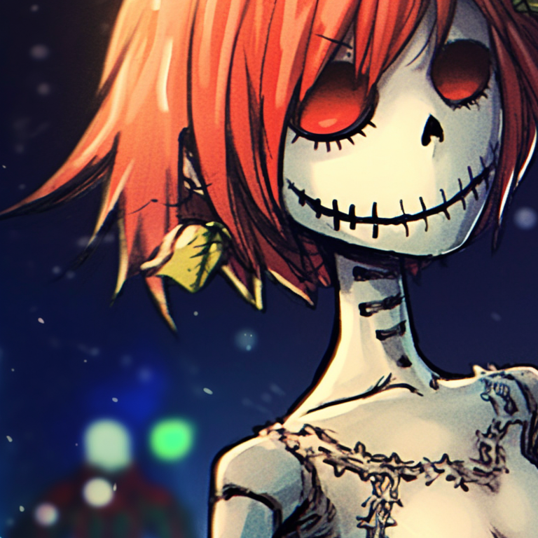 Two skeleton characters under a night sky, cool colors and a magical holiday mood. skeleton themed matching christmas pfp pfp for discord.