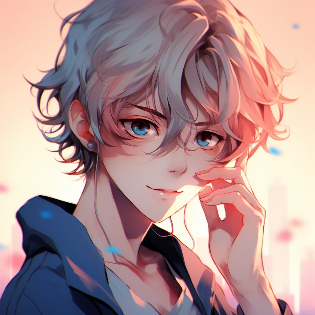 Anime character sticking his tongue out playfully, cartoonish elements and bright colors. anime guys pfp unique pfp for discord.