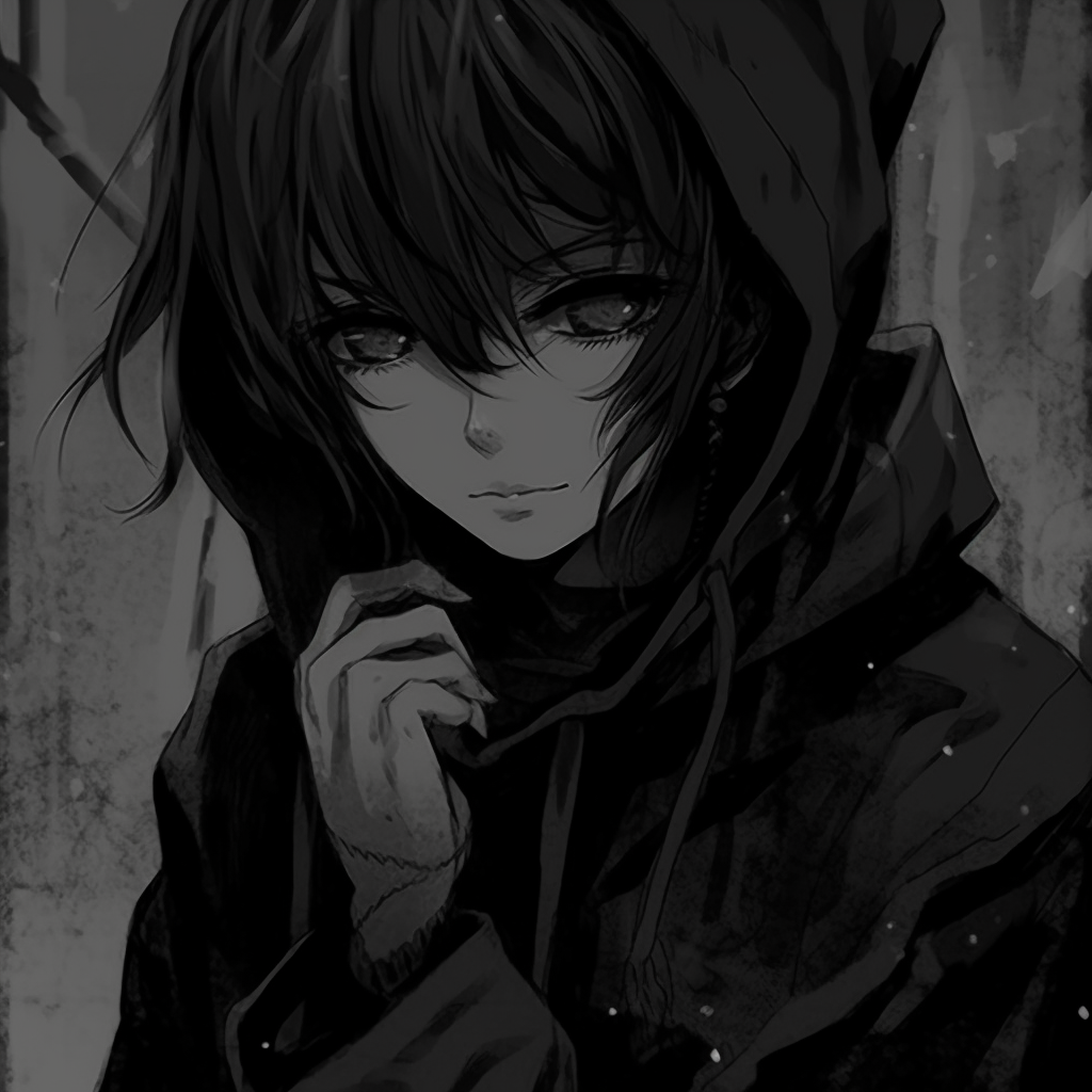 Dark anime character with a piercing gaze, emphasis on low lighting and shadow. aesthetic darkness anime pfp pfp for discord.