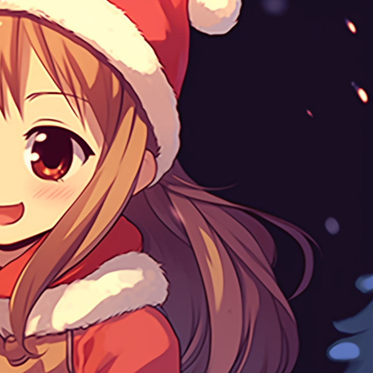 Two characters beneath a starlit Christmas tree, vibrant colors and delicate details. dazzling matching gif christmas pfp pfp for discord.