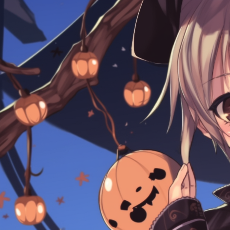 Haunted setting featuring Hanako and Yashiro, dramatic shadows and warm colors, staring intently at each other. hanako and yashiro halloween theme matching pfp gallery pfp for discord.