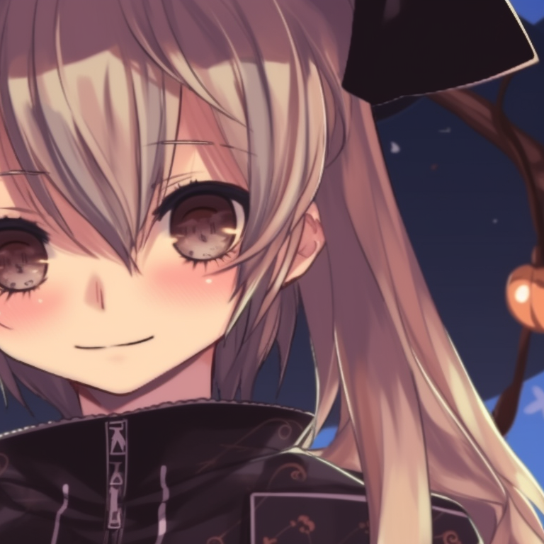 Haunted setting featuring Hanako and Yashiro, dramatic shadows and warm colors, staring intently at each other. hanako and yashiro halloween theme matching pfp gallery pfp for discord.