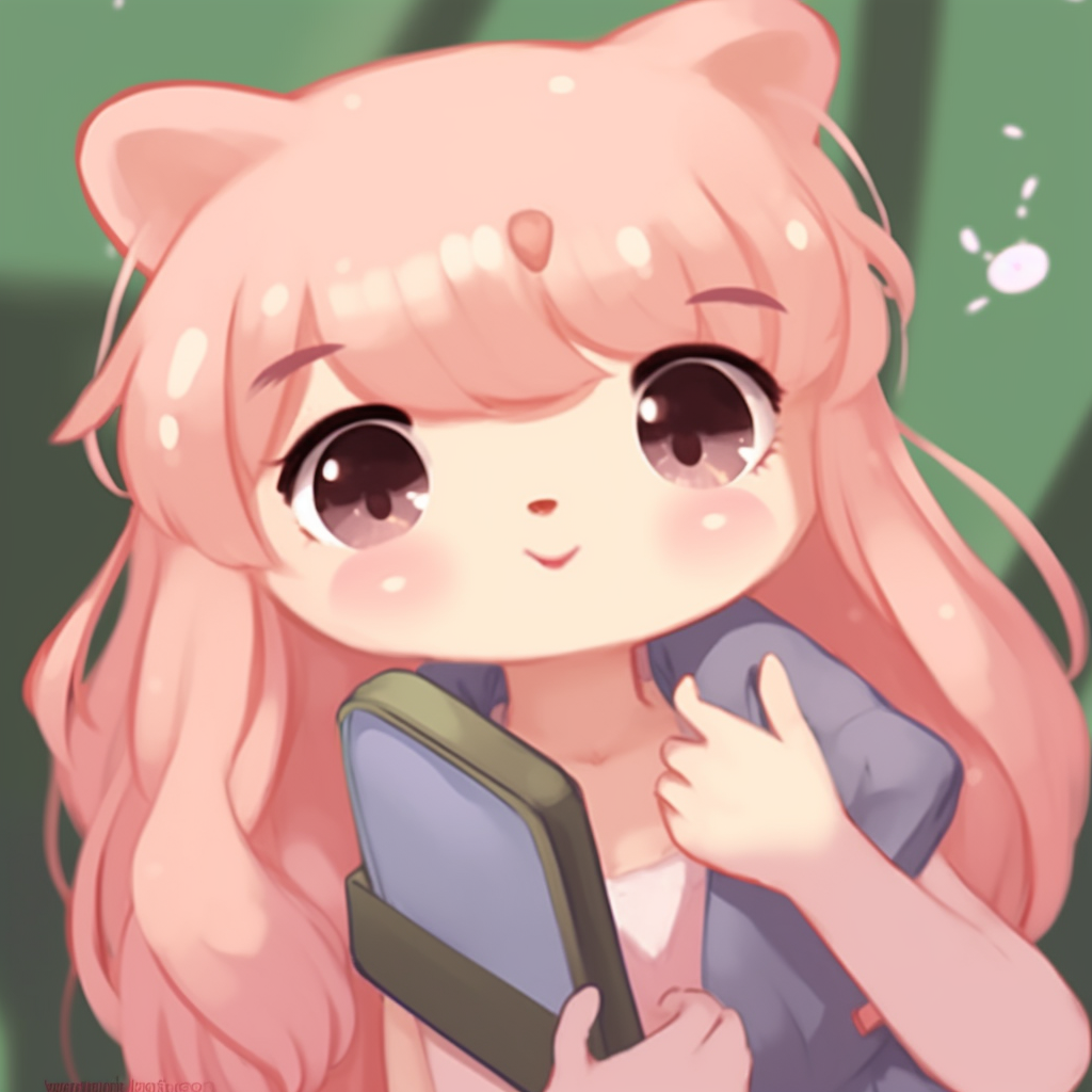 Cute anime schoolgirl wearing glasses, focus on character details and warm colors. sweet pfp for cute school girls pfp for discord.
