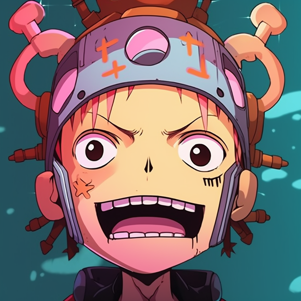 Funny profile view of Chopper, well-defined outlines and a playful atmosphere. matched sets of funny anime pfps