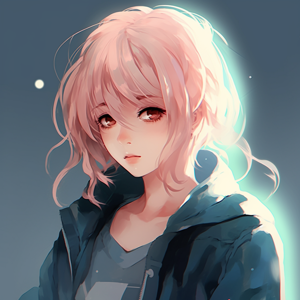 Anime girl with pastel colored hair and soft shading. anime pfp aesthetic variations