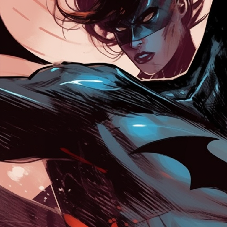 Batman and Catwoman overlooking the city, high contrast and deep tones. batman and catwoman theme for pfp pfp for discord.