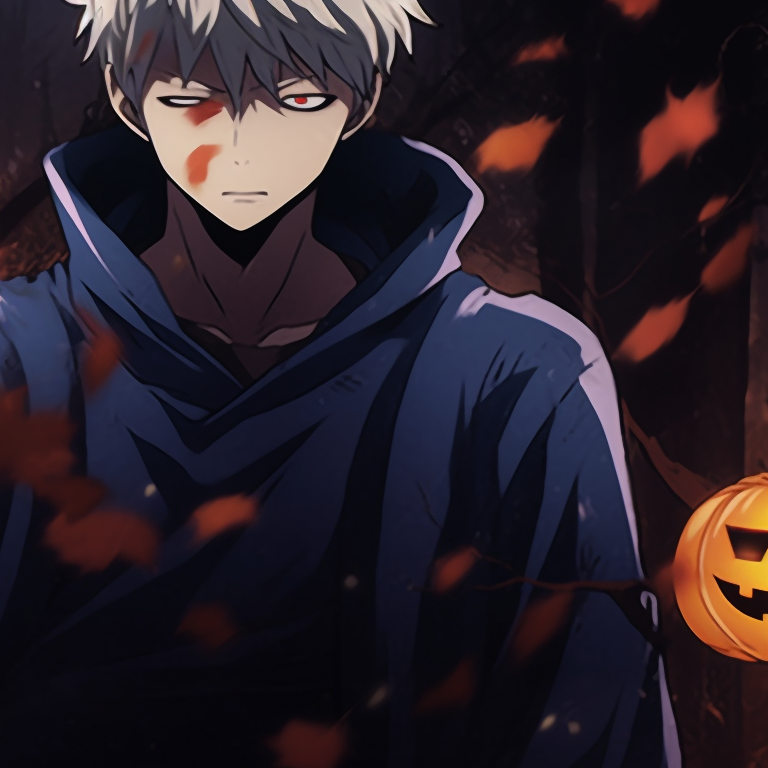Two characters battling, the light of a full moon and an eerie setting enhancing the scene. jujutsu kaisen halloween pfp themes pfp for discord.