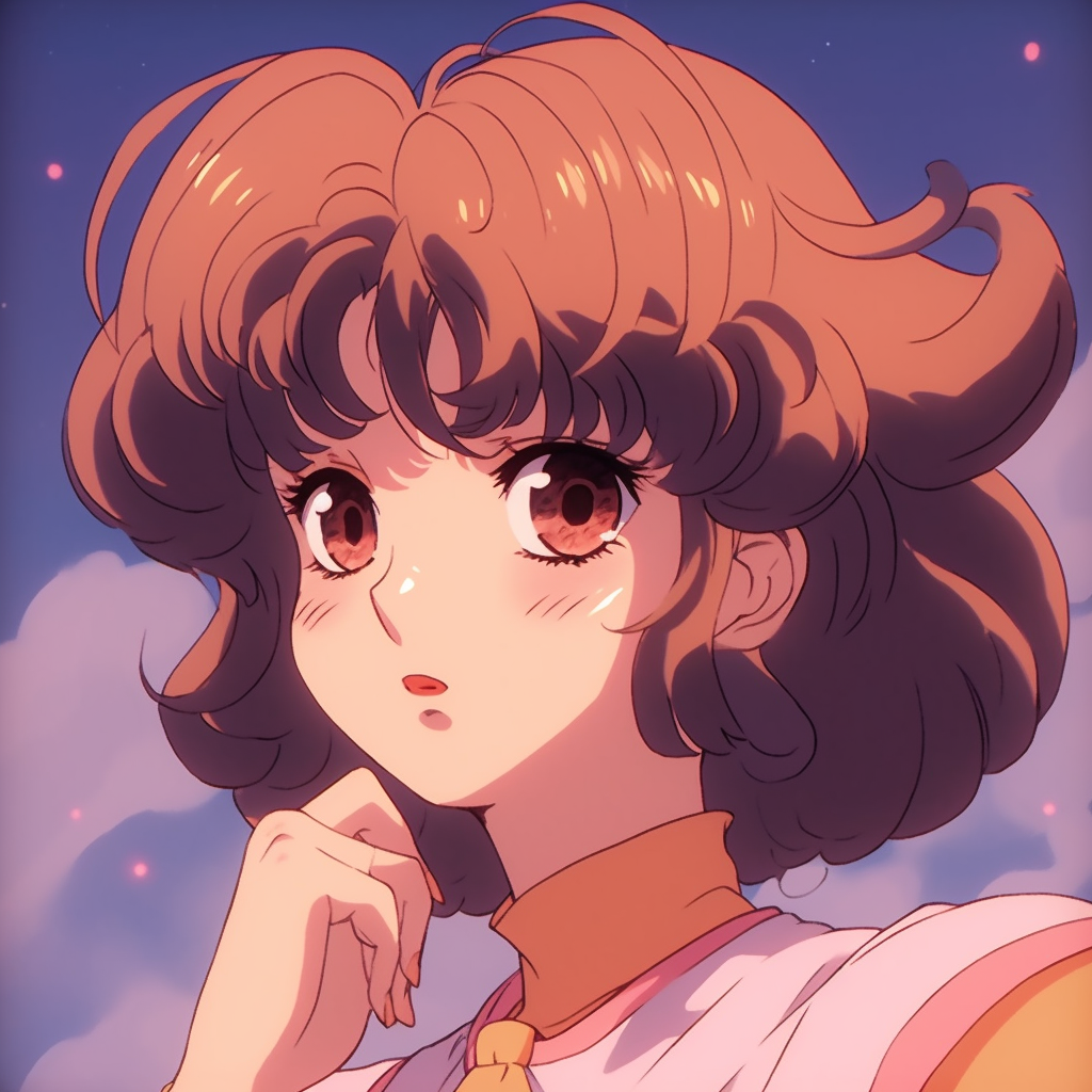 Profile of Cardcaptor Sakura with soft colors and precision lines. 90s anime pfp girl with aesthetic visuals