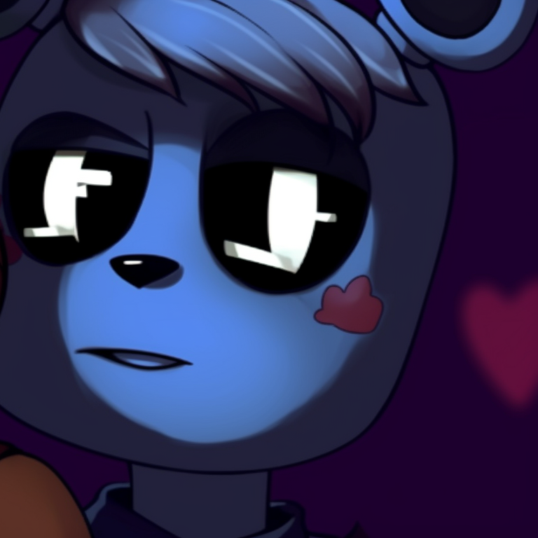 Bonnie and Freddy in matching poses, blue and brown hues respectively, cartoonish style. variety of fnaf matching pfp pfp for discord.