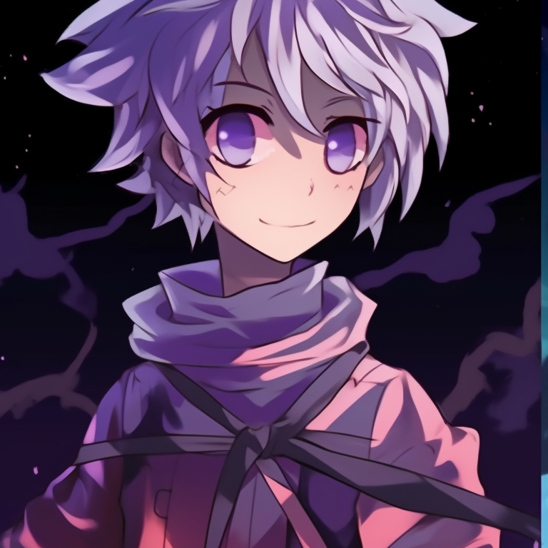 Two characters in aggressive stance, dynamic lines with contrasting dark hues. halloween theme matching hxh pfp ideas pfp for discord.