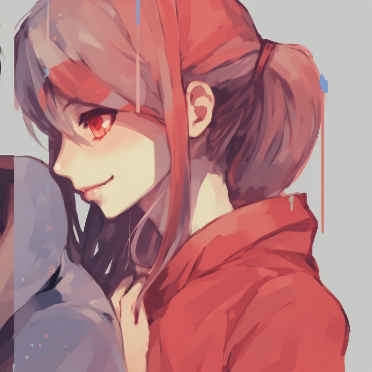 Two characters in a dancing position, fluid lines and delicate details on traditional outfits, one hand on the other's waist. unique aesthetic matching pfp couples pfp for discord.