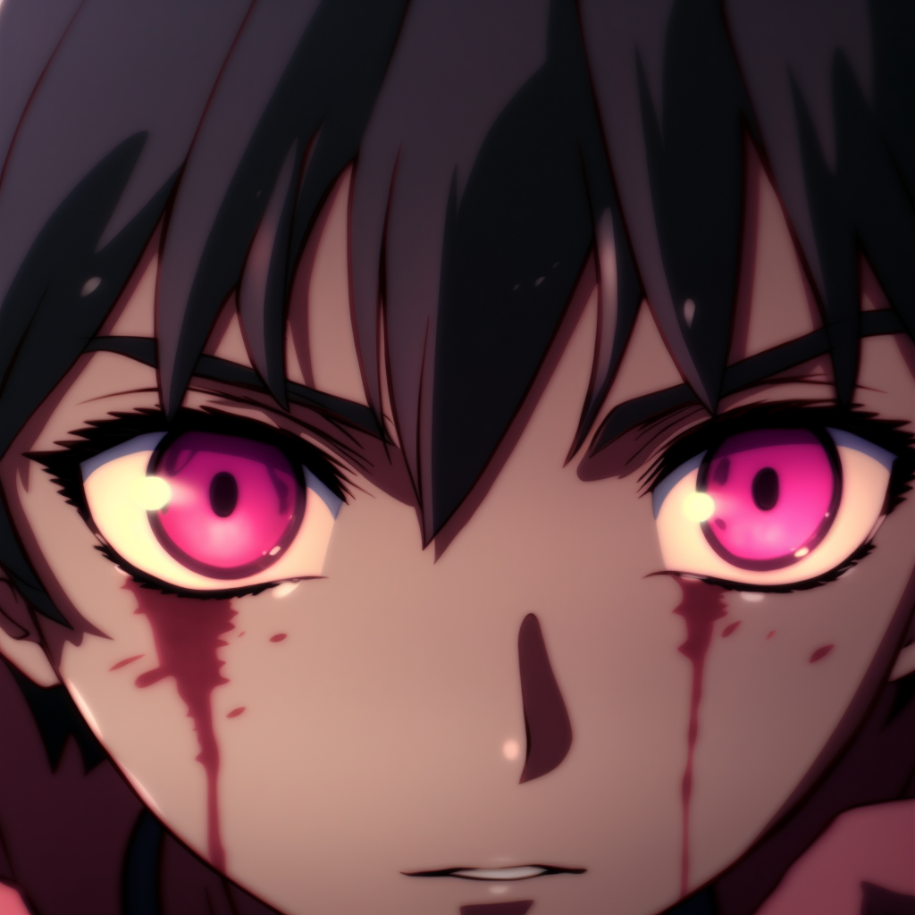 Yuno Gasai from Future Diary, eyes illuminating with intense emotion. intriguing styles of pfp anime eyes