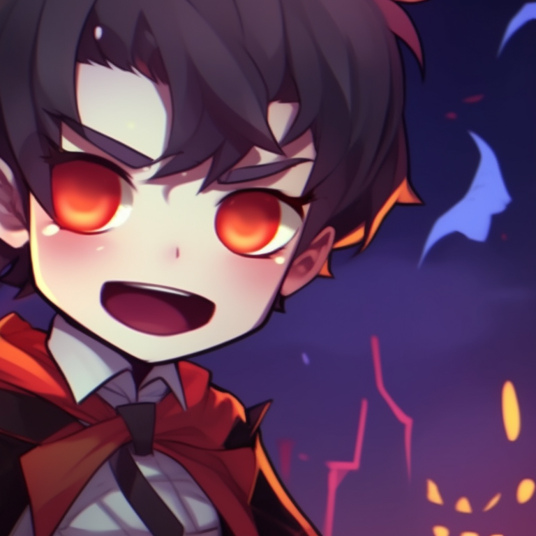 Half human and half monster matching pfp, vibrant colors, adorned in Halloween themed outfit and accessories. cute halloween matching pfp with classic monsters pfp for discord.