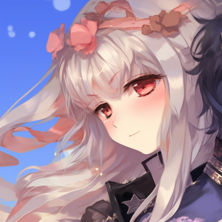 Two characters under a twilight sky, warm colors and sharing a gentle smile. trendy genshin matching pfp themes pfp for discord.