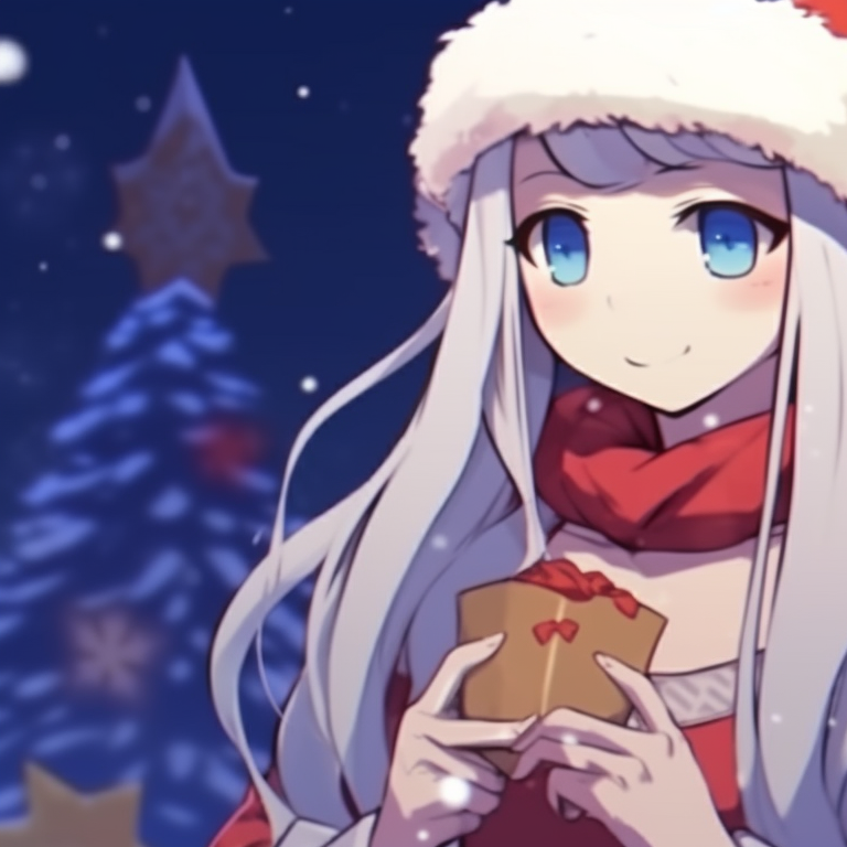 Two characters laughing in a holiday setting, pleasant tones and dynamic expressions. colorful matching christmas pfp 2021 pfp for discord.