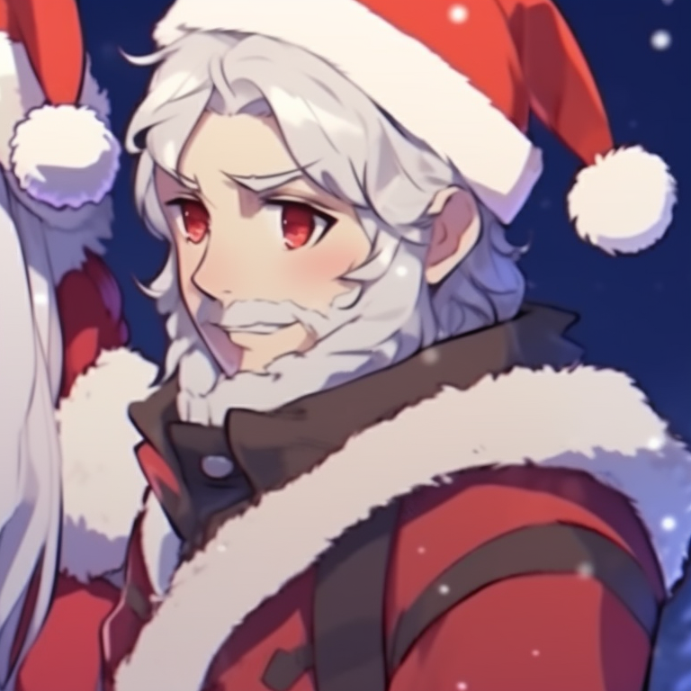 Two characters laughing in a holiday setting, pleasant tones and dynamic expressions. colorful matching christmas pfp 2021 pfp for discord.