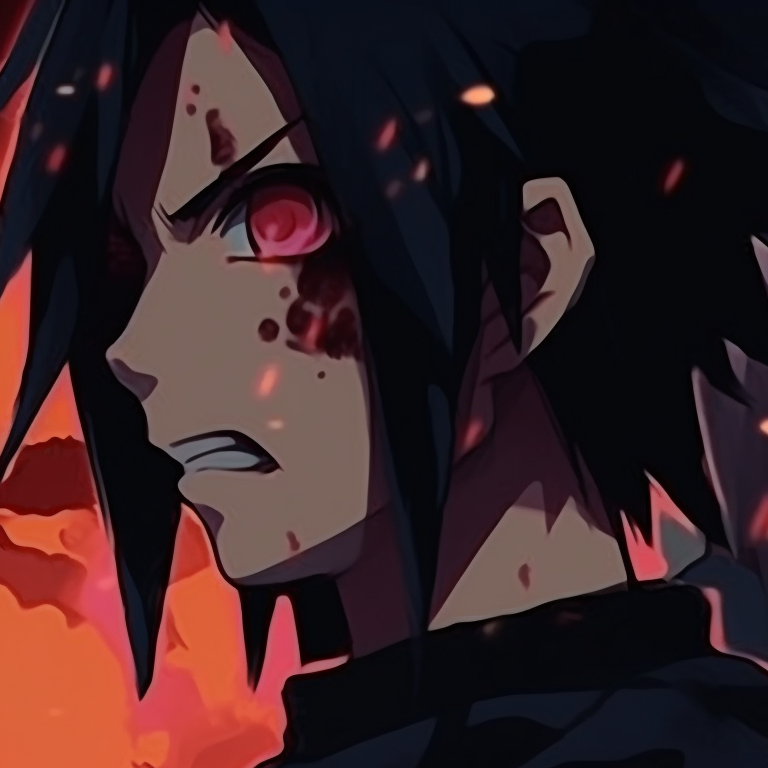 Sasuke and Sakura hiding behind shadowy figures, their eyes glowing in the darkness, stylized with grunge and sketchy lines sasuke and sakura spooky halloween profiles pfp for discord.